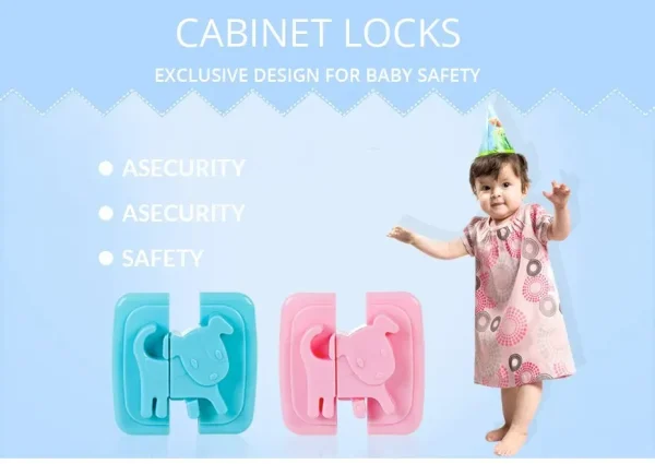 01 PCs Cute Dog Shape Cartoon Cabinet Door Child Safe Lock Refrigerator Toilet Baby Safety Tools | Refrigerator Lock | Lock For Cabinet - Random Color - Image 17
