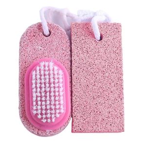 Foot Care Pumice Stone For Feet For Feet Hands And Body Dead Skin Remover Tool | Pumice Foot Grinding Stone Two Piece Set to Remove Dead Skin Calluses Clean Stone Nail Brush to Remove Dirt - 02 PCs - Random Color