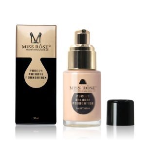 Miss Rose Purely Natural Liquid Foundation – Professional Long-Lasting Make-Up for Flawless Coverage, Lightweight, Breathable, Smooth Finish, All Skin Types - 30 ML | Foundation