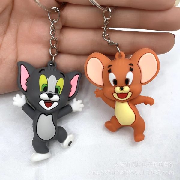 Pack of 2 Tom & Jerry Cartoon Keychains – High Quality Silicone Rubber | Fun Bag & Key Ring - Key-Chain For Kids - Cartoon Keychain ( Random Design )  - Image 3