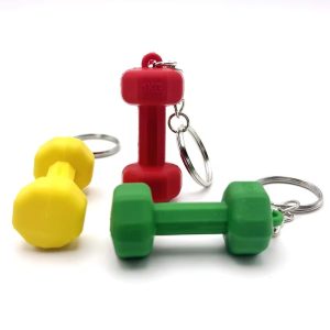01 PCs Dumbbell Keychain Pendant PVC Barbell Men Car Key Chain Creative Sport Fitness Club Commemorative Small Gift | Key-Chain For Boys & Men's ( Random Color )