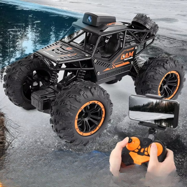 Crawler Cross Country Car With Camera | Remote Control Car With Camera WiFi 720P HD FPV Camera, 2.4Ghz 1:18 Scale Off-Road Remote Control Rechargeable Monster Truck Toys for Boys - Color Black | Toys For Kids | Remote Control Car | RC Car | - Image 3