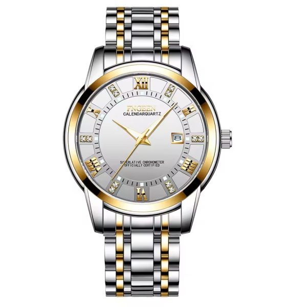 Original - Fngeen Men's Calendar Fashion Casual Business Watch - Waterproof Explosion Model - Stainless Steel Watch For Men - Quartz Watch - With Box - Image 2