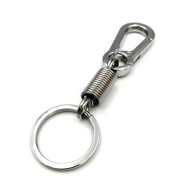 01 PCs Metallic Spring Hook Keychain – Strong Flexible Key Holder for Girls’ Bags & Boys | Matt Chrome Finish | Key-Chain - Image 4