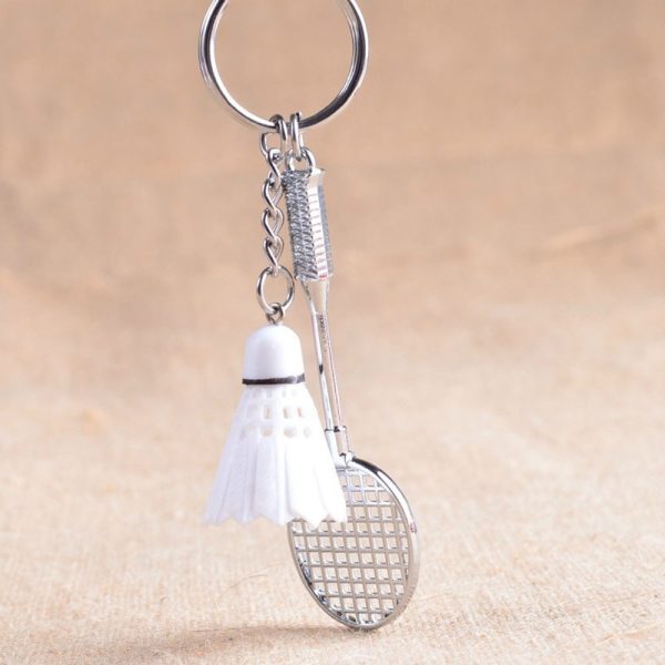 01 PCs Metal Badminton Racket & Ball Keychain – Stylish Keyring Gift for Girls’ Bags & Boys | Random Color Key-Chain - Image 4