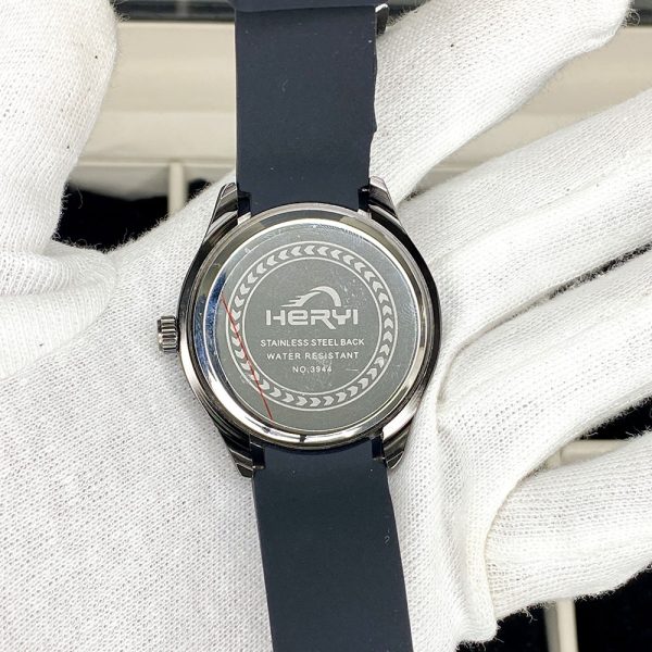Heryi Men’s Watch with Silicone Strap Day and Date Function Analog Display -  Durable & Lightweight Casual Wristwatch | Men's Watch - Wrist Watch For Men - Stainless Steel Dial Rubber Strap  - Image 2