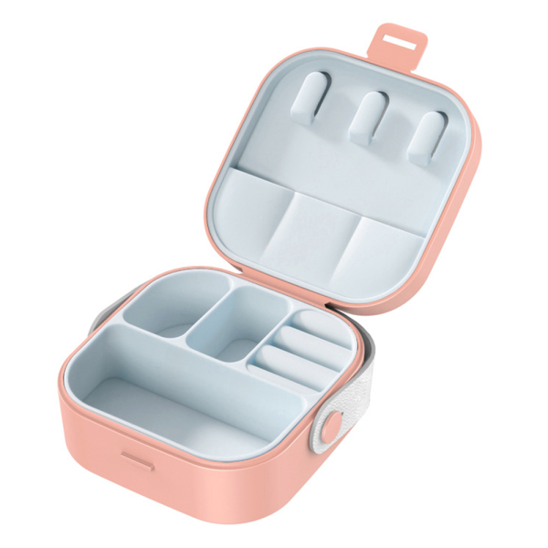 Jewelry Organizer Box | Portable Jewelry Storage Box | Sleek | Portable | Multi-Functional Travel Jewelry Organizer | Durable | Compact Ring | Necklace | Earring Storage Boxes With Mirror | For Travel | Home | Gift Option - Random Color  - Image 5