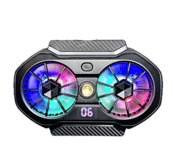 FS06 Semiconductor Cooling Mobile Phone Cooler Radiator Dual Fans Digital Display for Live Streaming with Universal Wheel - Image 5