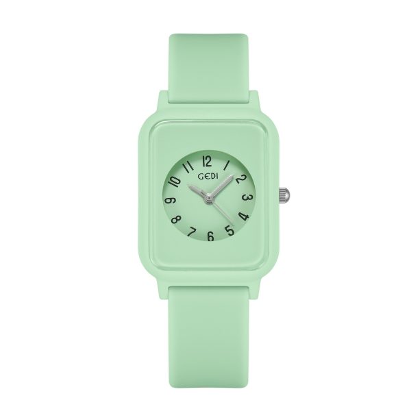 Silky Soft Strap Silicon Watch in Aesthetic Colors / Square Case Round Dial Watch Without Box (Random Color) - Image 15