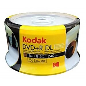 Kodak, DVD+R DL Blank Discs, Pack of 50-DiscsKodak, DVD+R DL Blank Discs | Kodak Dual Layer DVD+R 8.5GB 8X – High Capacity Record-able Disc