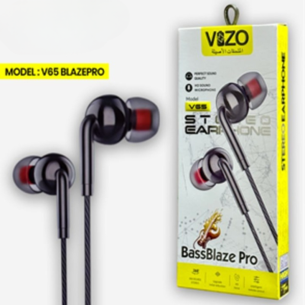V65 Blaze Pro – Wired Stereo Earphones | Best Quality Hand Free | Hands-Free For Mobile Phone | Headphone - Earphones - Image 3