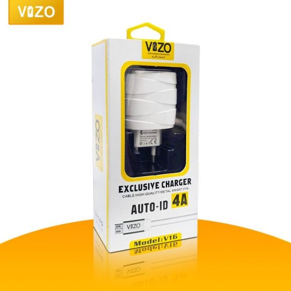 Vizo V16-Type-C – 4A Smart Fast Charger (3 USB Ports + Built-in Type-C Cable) | Best Quality Type-C Charger For Android - Mobile Phone Charger - Android Charger - Image 4