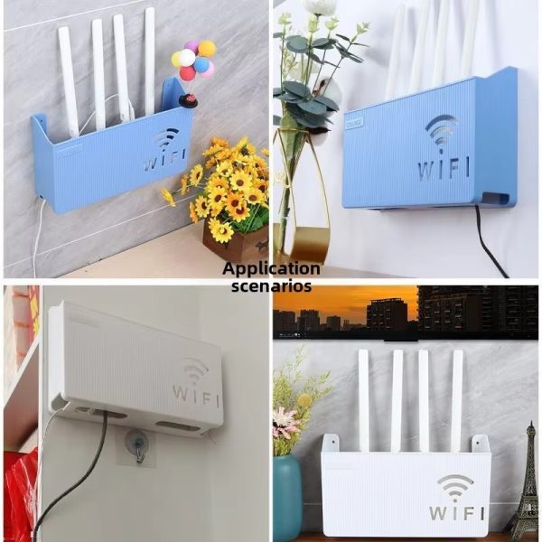 WiFi Router Shelf & Cable Organizer – Wall-Mount ABS Plastic Storage Box for Routers, Power Strips & Cables (Random Colors) - Image 3