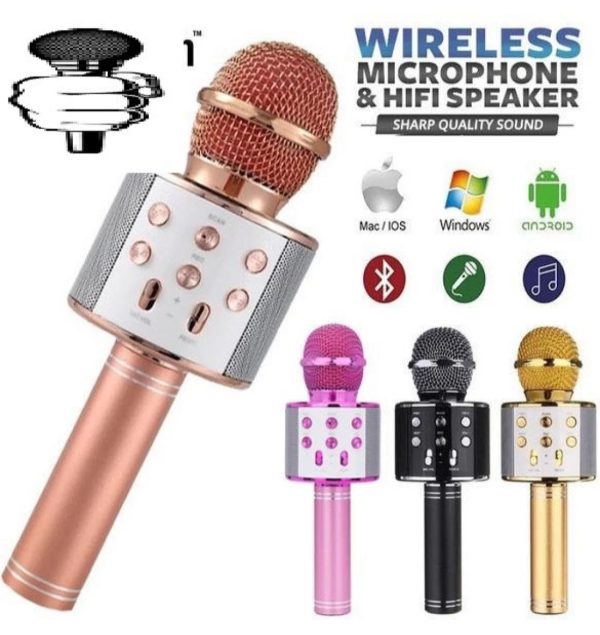 Bluetooth Microphone Karaoke Wireless Microphone Professional Speaker Handheld Microfone Player Singing Recorder Mic WS-858 KTV Microphone and Hifi Speaker - Image 7