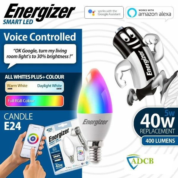 Energizer Smart LED Multicolor Dimmable WiFi Bulb, 5.5W, App Controllable, Home Bulb, with Alexa, Google and Siri, No Hub Required, Lamp Holder E14 - Image 9