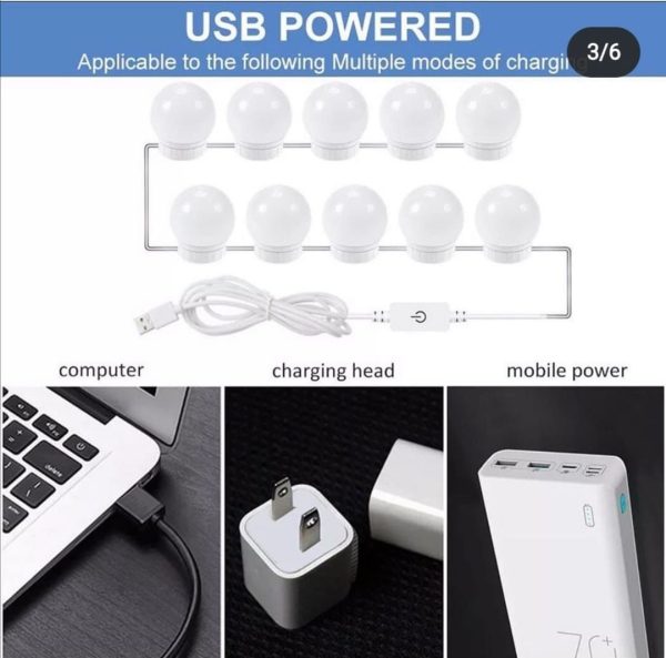 Vanity Light LED Bulbs for Makeup Mirror Stand 10 Bulbs with 3 Light Modes - Image 6