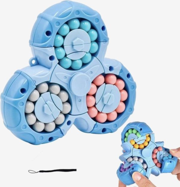 3-in-1 Fidget Spinner Magic Bean Rotating Cube Toy – Double Flip Triangle – Bath Toy – Brain Training Handheld Puzzle Toy – New – For Kids - Random Color