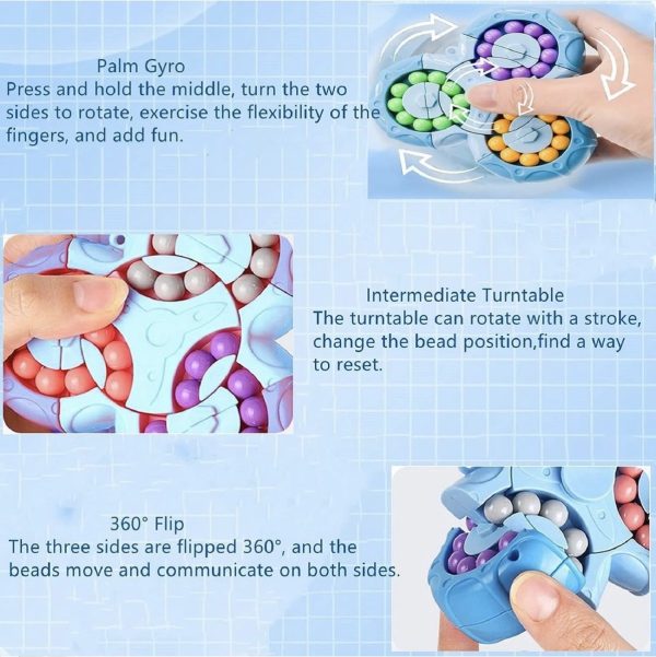 3-in-1 Fidget Spinner Magic Bean Rotating Cube Toy – Double Flip Triangle – Bath Toy – Brain Training Handheld Puzzle Toy – New – For Kids - Random Color - Image 4