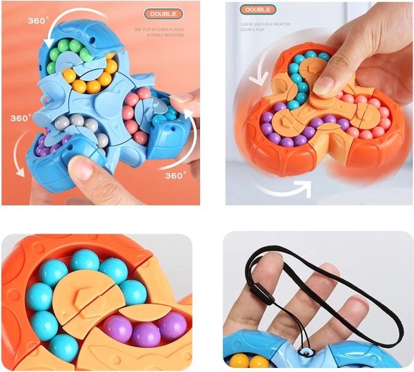 3-in-1 Fidget Spinner Magic Bean Rotating Cube Toy – Double Flip Triangle – Bath Toy – Brain Training Handheld Puzzle Toy – New – For Kids - Random Color - Image 7