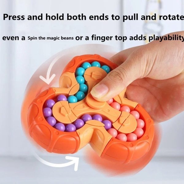 3-in-1 Fidget Spinner Magic Bean Rotating Cube Toy – Double Flip Triangle – Bath Toy – Brain Training Handheld Puzzle Toy – New – For Kids - Random Color - Image 2