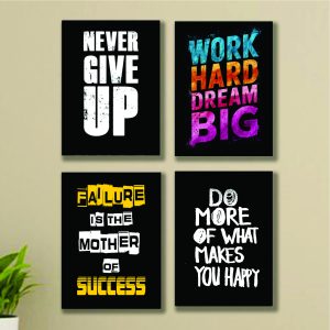 4pcs motivational sticky phototile Wooden Material wall frames for home decor (8x11inches)