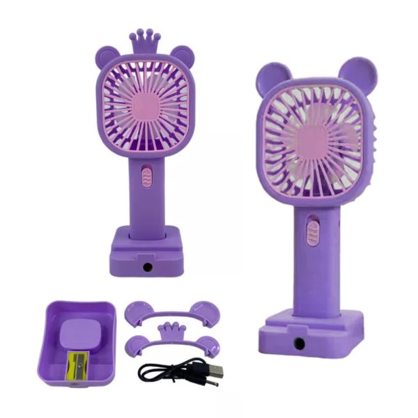 Fan with Sharpener | Mini Handheld Fan, Portable USB Fan for Home, Office, Bedroom, Rechargeable Fan with Pencil Sharpener - Random Design & Color - Image 15