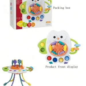 Owl-Themed Fun Squeezing and Pumping Toy – Colorful Sensory Play Toy for Kids with Soft Texture, Hand Grip Exercise, and Stress Relief