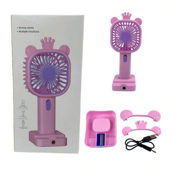 Fan with Sharpener | Mini Handheld Fan, Portable USB Fan for Home, Office, Bedroom, Rechargeable Fan with Pencil Sharpener - Random Design & Color - Image 7