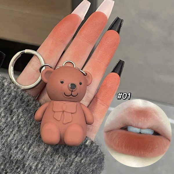 6-Piece Cute Bear Keychain Liquid Lipstick Set – Mist Matte Velvet Finish, Moisturizing Lip Stain, Waterproof & Long-Lasting Lip Gloss (6 Colors) - Image 7