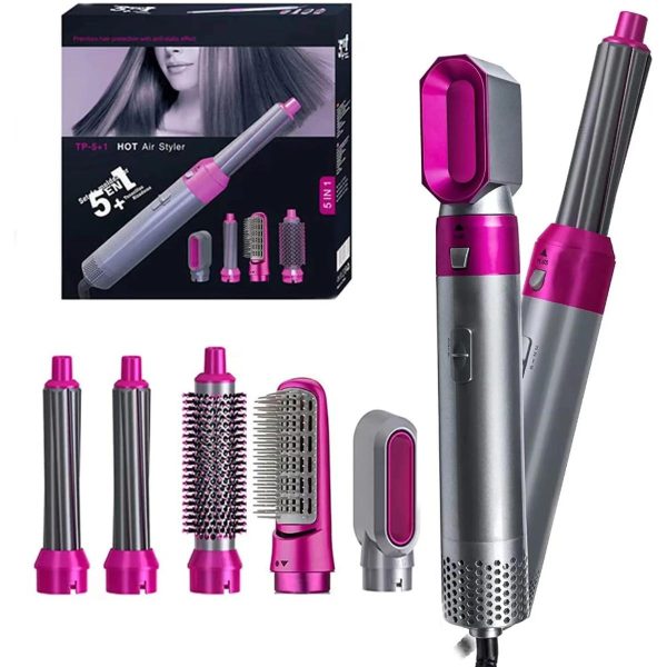 Hair Dryer Brush 5 in 1 Electric Blow Dryer Hair Comb Curling Wand Detachable Brush Kit Negative Ion Straightener Hair Curler ( random color) - Image 3
