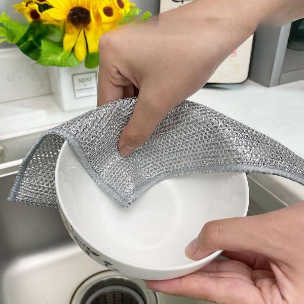 Durable Wire Dish Washing Cleaning Cloth – Heavy-Duty Scrubbing Rugs for Kitchen Dishes, Utensils & Cookware - Pack Of 10 - Image 3