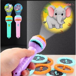 Mini Flashlight Projector Toy for Kids – Includes 3 Slides with 24 Random Images – Fun Educational Light Projection Toy for Boys & Girls