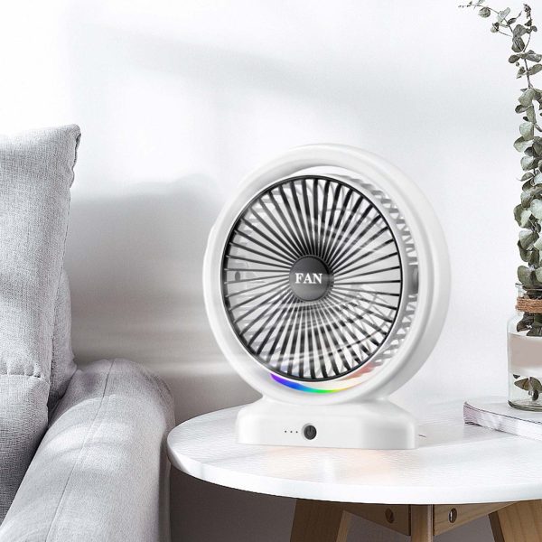 Desktop Fan Rechargeable, Mini Table Fan, Powerful Electric Fan with  Adjustable Wind Speeds, Portable USB Fan for Home Office and Outdoors | Three-Speed Mini Desktop Fan with Colorful LED Lights – USB & Battery Powered - Random Color  - Image 9