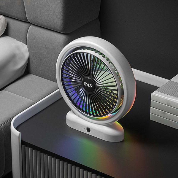Desktop Fan Rechargeable, Mini Table Fan, Powerful Electric Fan with  Adjustable Wind Speeds, Portable USB Fan for Home Office and Outdoors | Three-Speed Mini Desktop Fan with Colorful LED Lights – USB & Battery Powered - Random Color  - Image 7