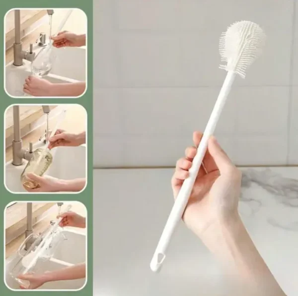 Multifunctional Silicone Bottle Brush - Eco-Friendly, Flexible, and Durable Cleaning Brush for Bottles, Cups, and Kitchenware | Soft Bristles, Long Handle - Image 4