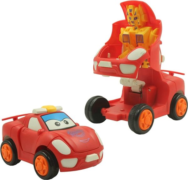 1 Pc - Pull Back Robot Car Toy - Push & Go Convert Robot Cars Toys For Kids Boys Girls Baby Babies Friction Powered Vehicle - Random Color - Image 6