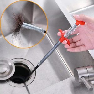 Stainless Steel Hair Catching Drain Cleaning Wire Spring [90cm]  Sink Cleaning Stick