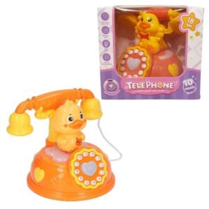 Corded Landline Duck Shape Telephone Toy with Lights & Music For Kids 