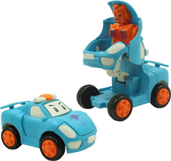 1 Pc - Pull Back Robot Car Toy - Push & Go Convert Robot Cars Toys For Kids Boys Girls Baby Babies Friction Powered Vehicle - Random Color