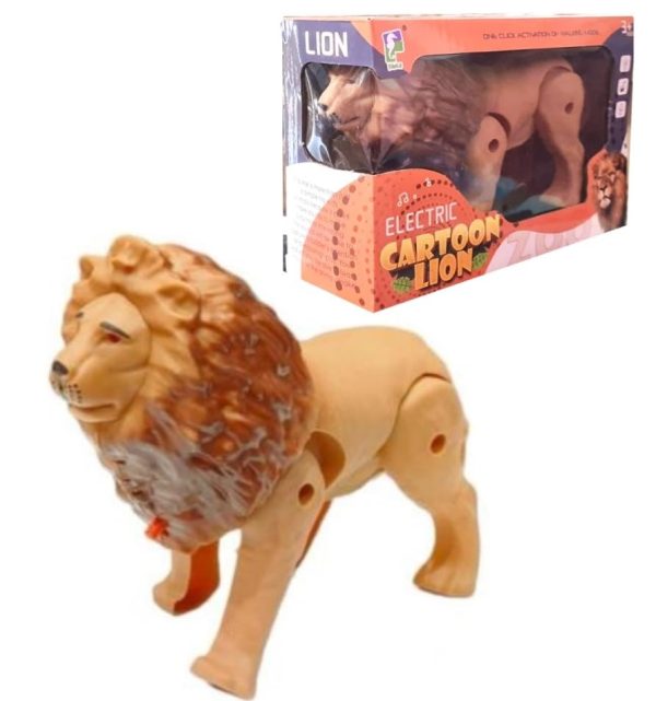 Battery Operated Lion with Light Sound & Walk, Funny Electric Lion Cartoon Toy, Forest Animal Wild Animal Toy