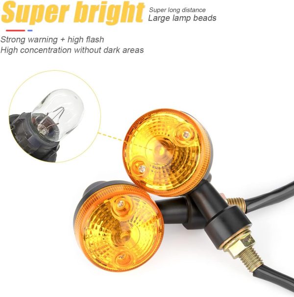 Pack of 4 Universal Motorcycle Turn Signal Indicators | Amber Isharay Lights | Round Fit for 70cc & 125cc Bikes - Image 10