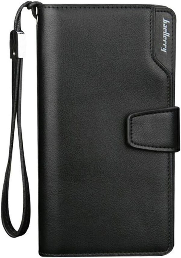 Baellerry Men's Leather 2nd Bag, Large Capacity, Coin Purse, Zip Around Wallet, 23 Card Slots, Luxury, Handle, Long Wallet, Gift Compatible - Black  - Image 8