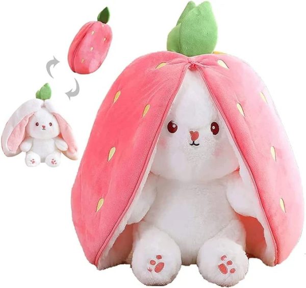 Rabbit New Creative Strawberry Rabbit Plush Soft Doll Hug Pillow | Best Quality Stuff Toy For Babies & Kids - Random Color - Image 11