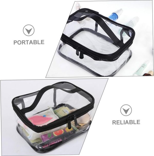Clear Travel Makeup Bag – Waterproof, Portable, and Stylish Organizer for Cosmetics & Toiletries - Transparent Clear Cosmetic Bag, Portable Toiletry Bag, Zipper Organizer, Transparent Travel Makeup Pouch - Random Color - Image 3