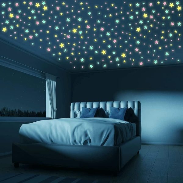 Pack of 100 – 3D Glowing Stars for Ceiling and Wall Decoration – Luminous Night Sky Stickers for Kids’ Rooms, Bedrooms, and Nurseries – Glow-in-the-Dark Wall Decals with Adhesive - Image 6