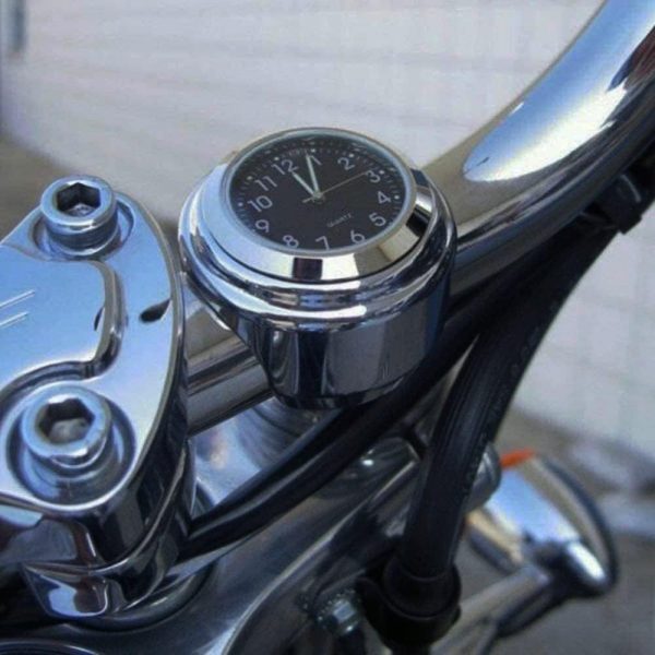 Universal Waterproof Chrome Motorcycle Handlebar Clock – Luminous Quartz Watch for Bikes | Stylish and Durable ( Silver) - Image 8