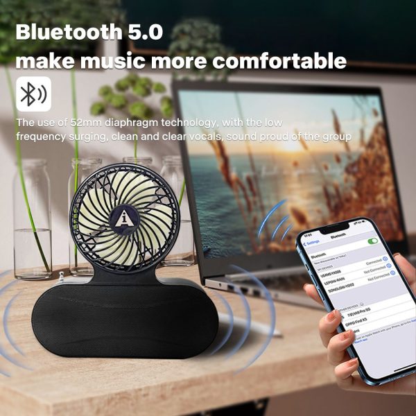 Solar fan Bluetooth speaker | Wireless outdoor portable With  blowing flashlight | Listening to music Support TF card U disk FM radio TWS interconnection - Image 5
