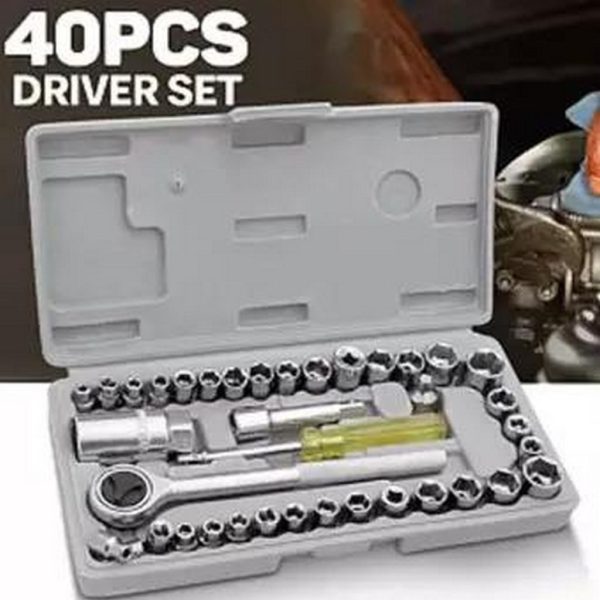 Aiwa 40-Piece Socket Wrench Tool Kit with Screwdrivers and Socket Set – Durable Hand Tool Set for Home, Auto Repair, and Mechanical Use – Compact Storage Case Included - Image 4