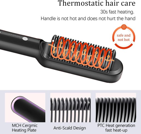 Multifunctional Hair Straightener Brush Heated Brushes Ceramic Anti-Scald Hair Straightening Hot Comb Hair Care Fast Heating - Image 6