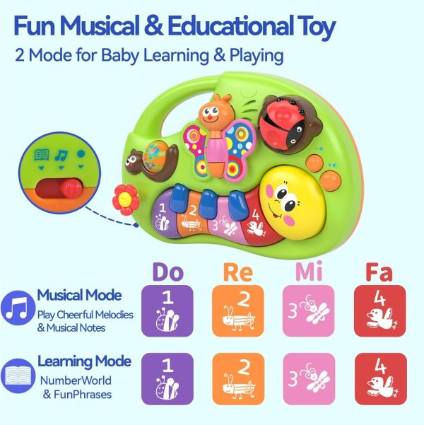 Smiley Piano For Baby - Baby Musical Keyboard Development Toys Newborn Interactive Early Education Piano Toy with Light Up and Music for 6 to 12 Months Infant & Toddler Boys and Girls - Random Color - Image 6